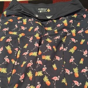 Shredly Flamingo and Pineapple Print Shorts- sz 14 bike shorts